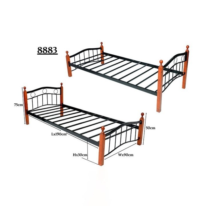 Wooden Steel Single Bed