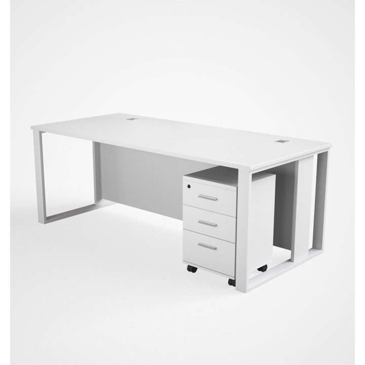 MTL-120-WT+PD with Pedestal Drawer