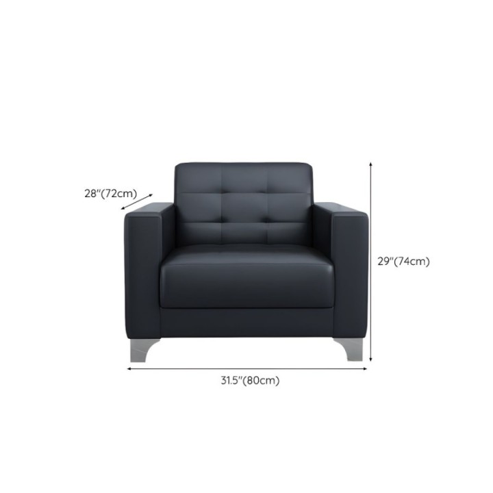 Roma 3 Three-Seater Sofa – Black, Chrome Legs