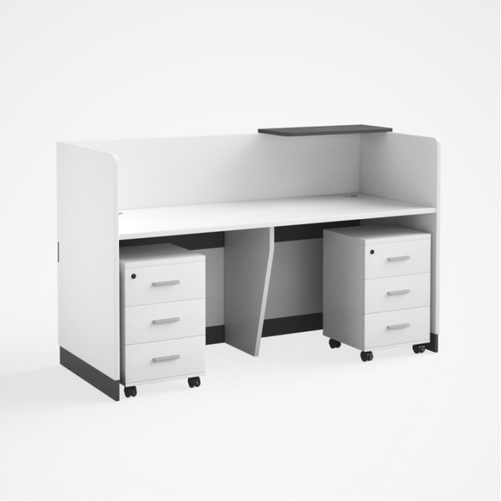 RCP-160-WT Reception Table with 2 Pedestal Drawers