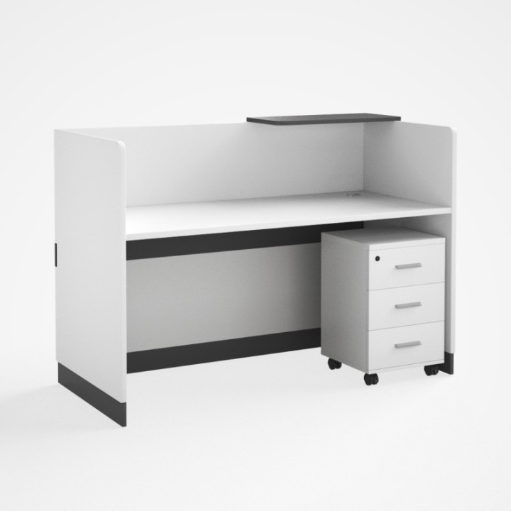 RCP-140-WT Reception Table with Pedestal Drawer
