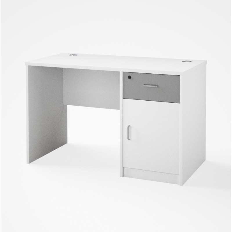 Office Table Model ECO-120WT – 120×60cm White Desk with Drawer & Door