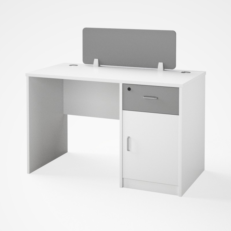 ECO-120WT-WS Office Table with Partition Panel – White