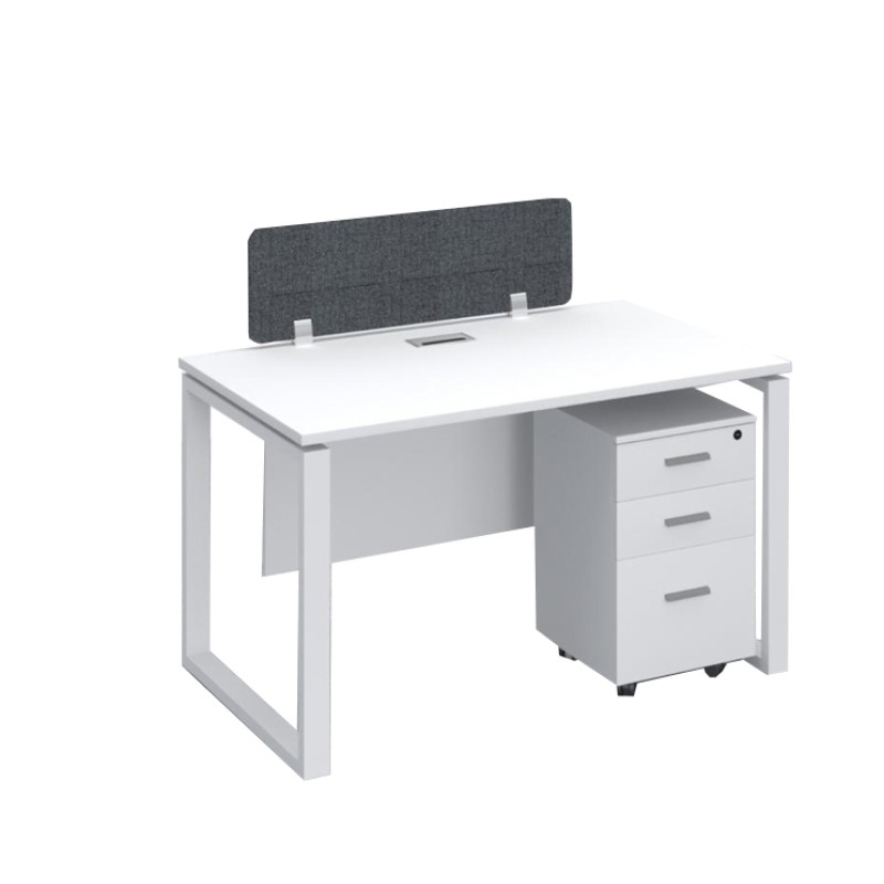 WS-1P-WT Single Person Workstation with Pedestal Drawers – White