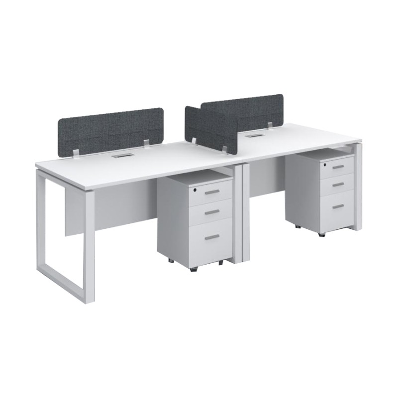 WS-LN-WT Two-Person Workstation with Pedestal Drawers – Line Fixing (White)