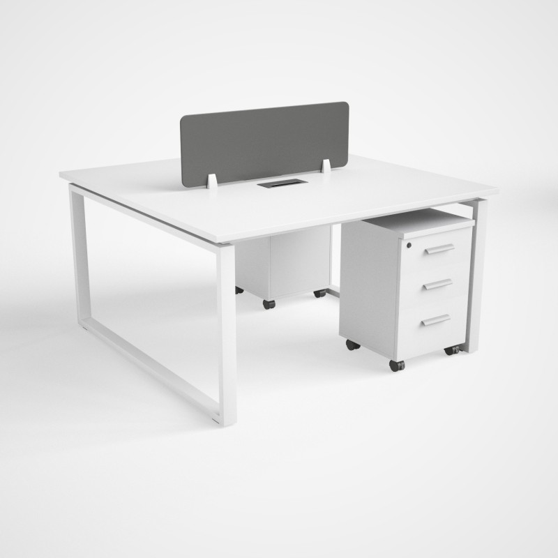WS-2P-WT-127 Face-to-Face 2 Person Workstation with Pedestal Drawers – White