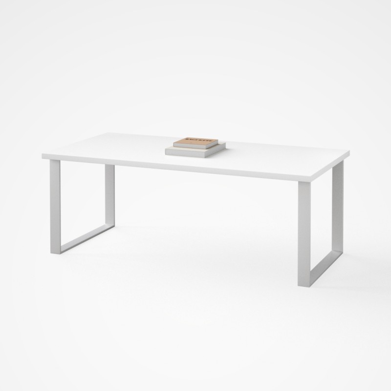 CT-MT-120-WT Coffee Table with Metal Legs – White