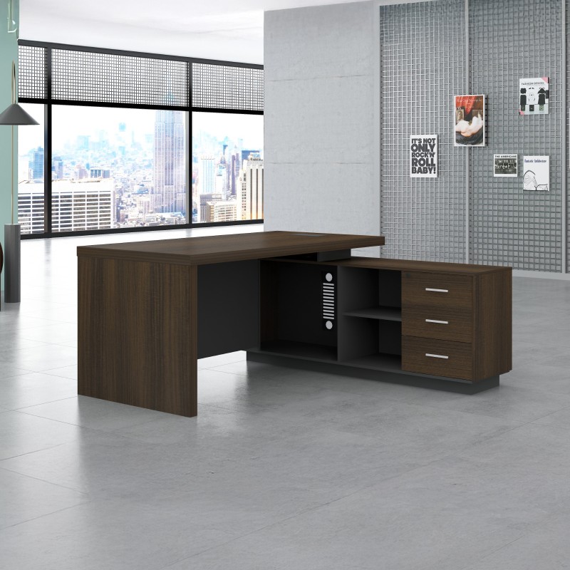 Apex-180 L-Shaped Office Table with Return Unit & Drawers