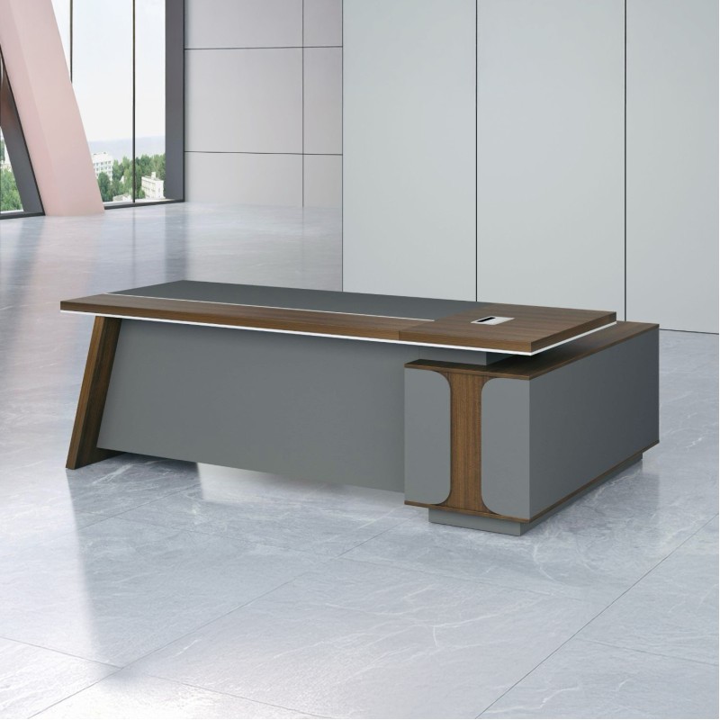 Vertex-180 L-Shaped Office Table with Return Unit & Lockable Drawers