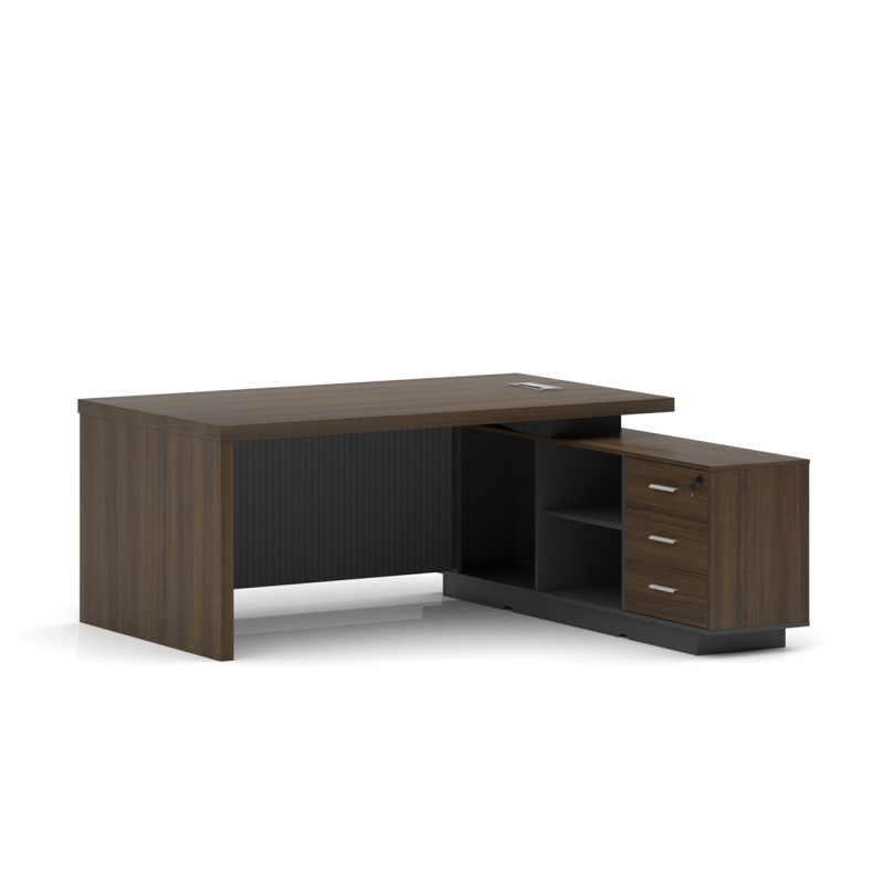 Elite-160 L-Shaped Office Table with Return Unit & Drawers