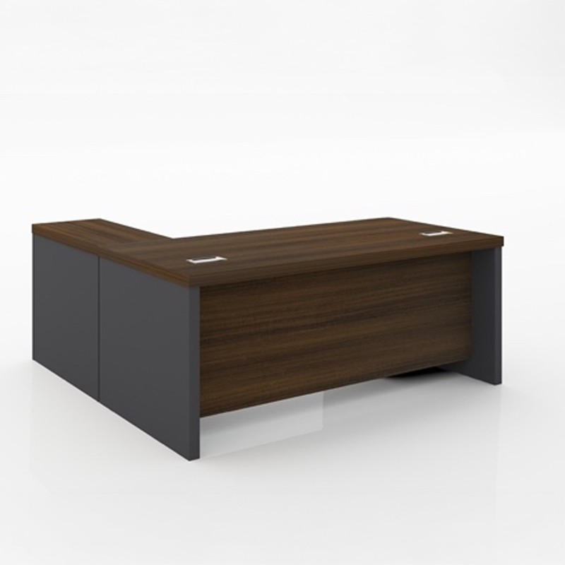 KN-AD20-BG L-Shaped Office Table with Free-Moving Side Table & Mobile Drawer