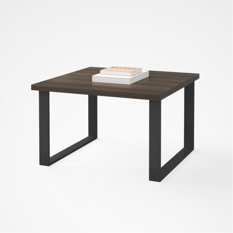 Coffee Table Model CT-MT-60-BG – 60×60cm Walnut Table with Metal Legs