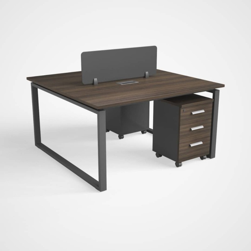 WS-2P-BG-127 Face-to-Face 2 Person Workstation with Pedestal Drawers