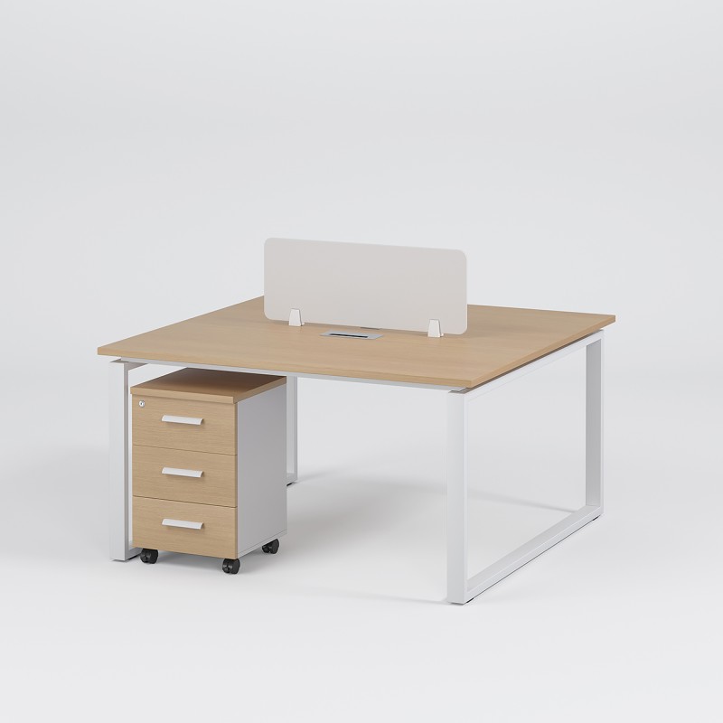 WS-2P-OAK Face-to-Face 2 Person Workstation with Pedestal Drawers