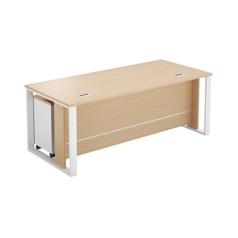 MTL-160 Office Table with Metal Legs & Pedestal Drawer