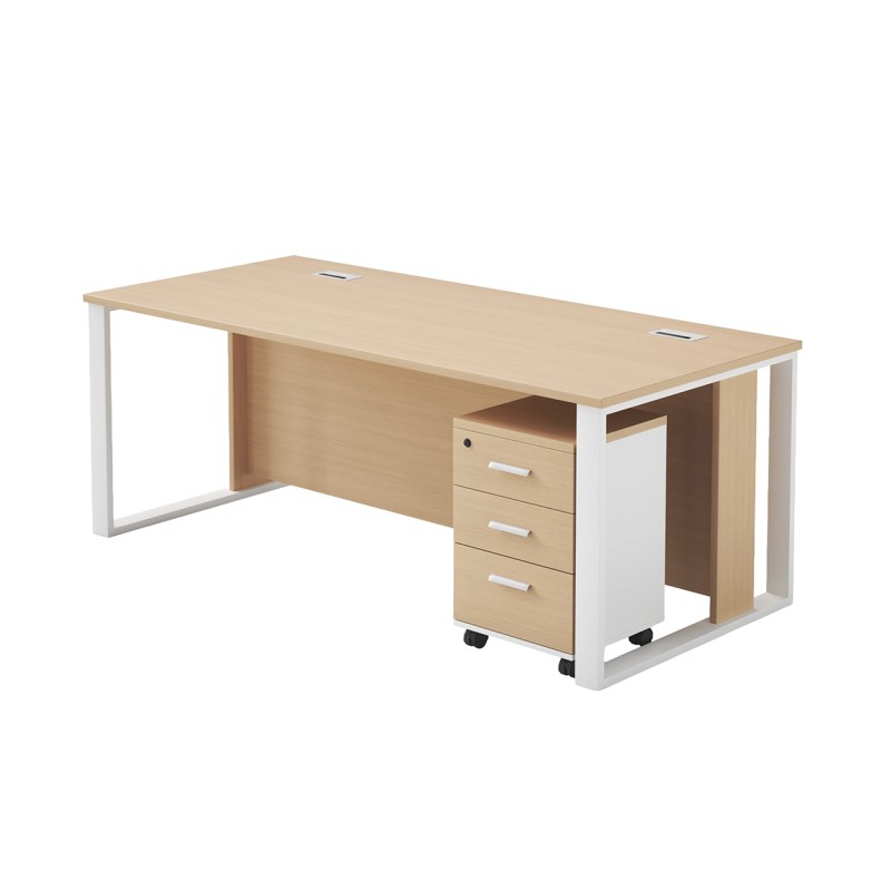 MTL-140 Office Table with Metal Legs & Pedestal Drawer