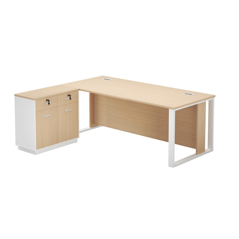 MTL-140L-OAK Office Table with Side Table