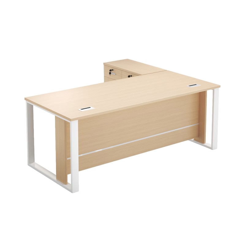 MTL-160L-OAK Office Table with Side Table