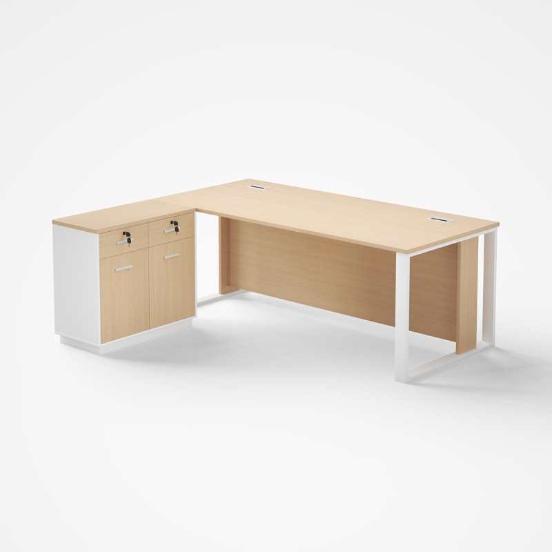 MTL-200L-OAK Office Table with Side Table