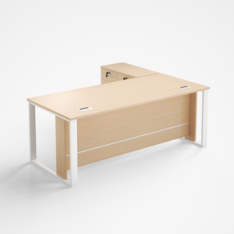 MTL-200L-OAK Office Table with Side Table