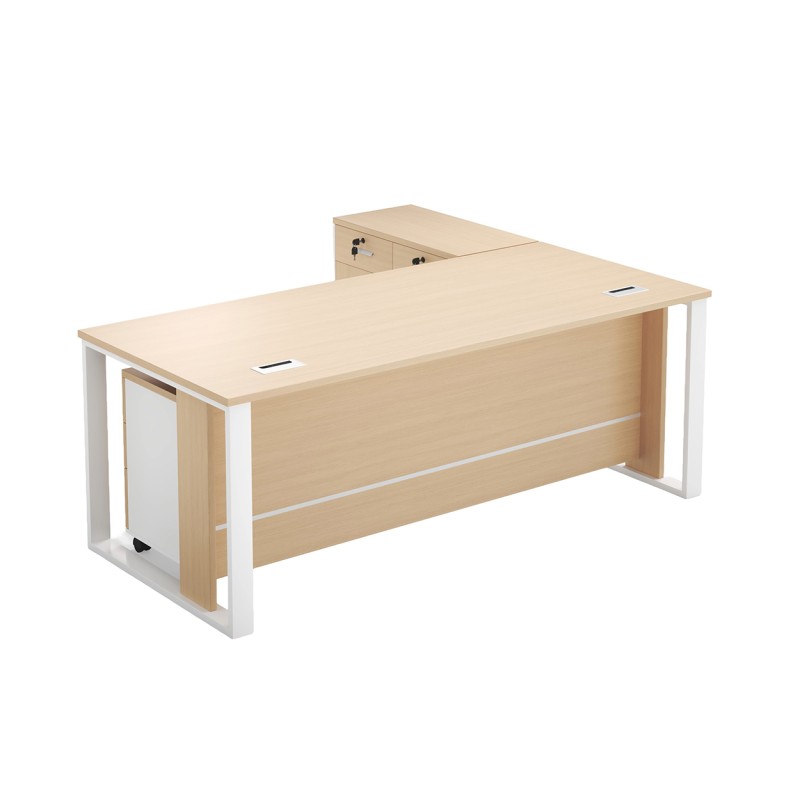 MTL-200LP-OAK Office Table with Side Table & Pedestal Drawer