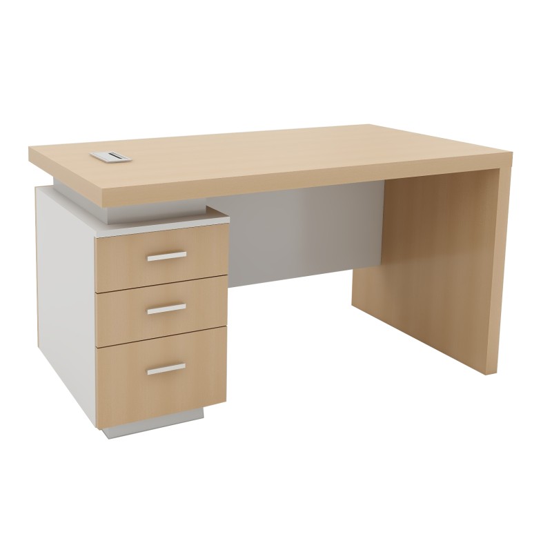 KENO-140-OAK Executive Table with 3-Drawer Unit
