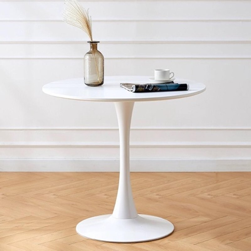 K810-RT60 Round Table with MDF Top & Metal Legs – Black & White