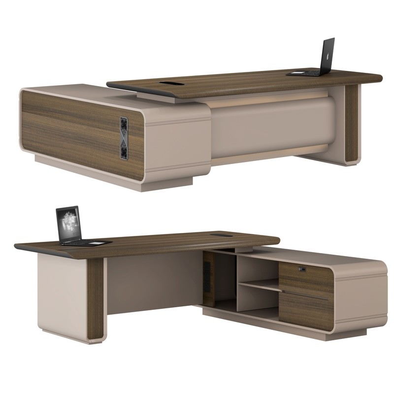 Velora-240 Executive Desk with Side Cabinet & Light Strip