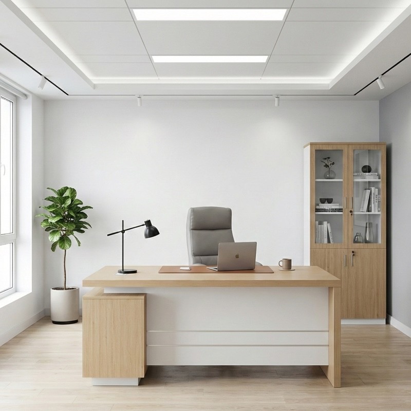 Apex-160-OAK L-Shaped Office Table with 3-Drawer Return