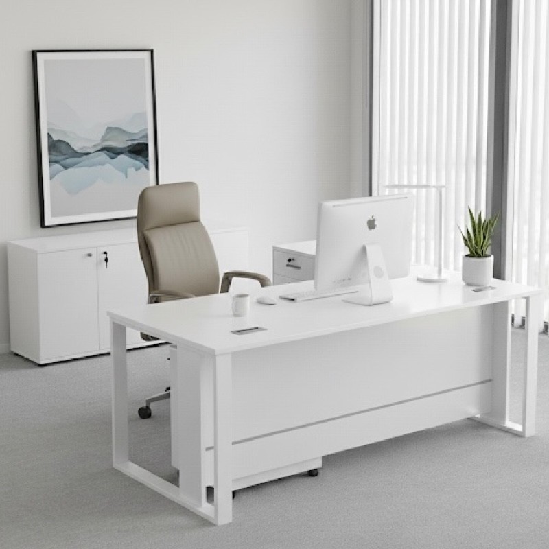 Office Table with Side Table Model MTL-160L-WT