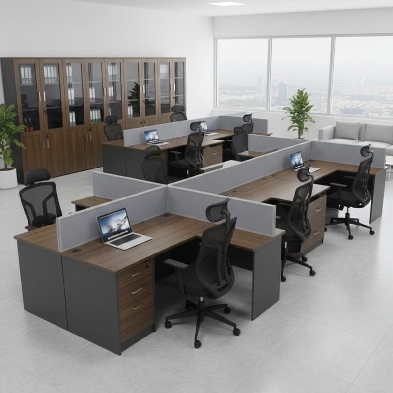 ECO-D028-140L L-Shape Office Table with 2 Drawers