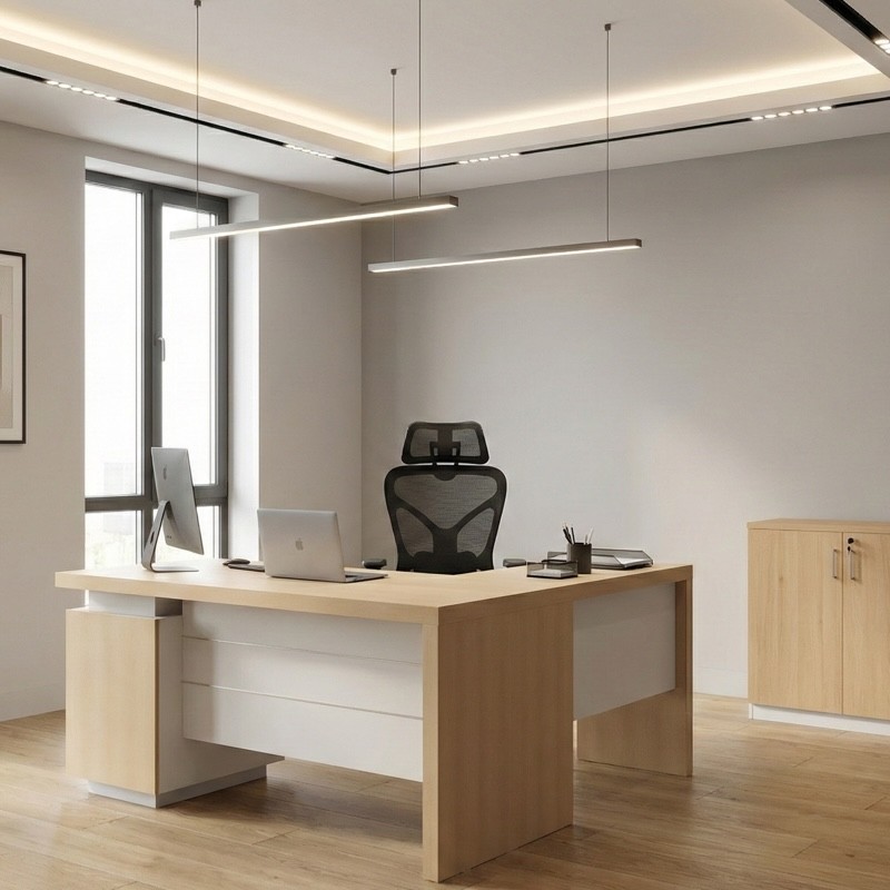 KENO-160L-OAK Executive Table with 3-Drawer Unit